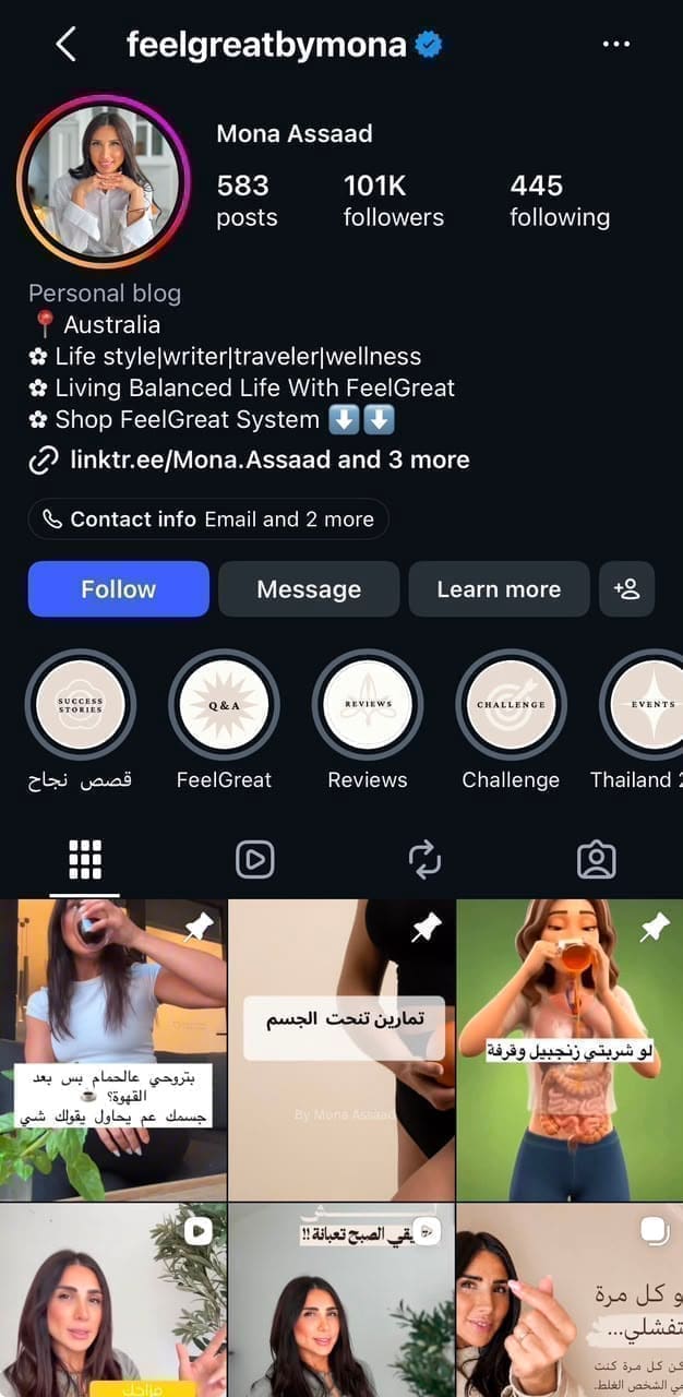 @feelgreatbymona Instagram profile, 101k followers